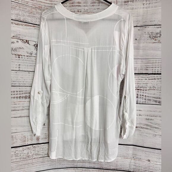 Femme Fatale Top womens Sz S popover made in Italy white sheer sequin Blouse New - Picture 2 of 15